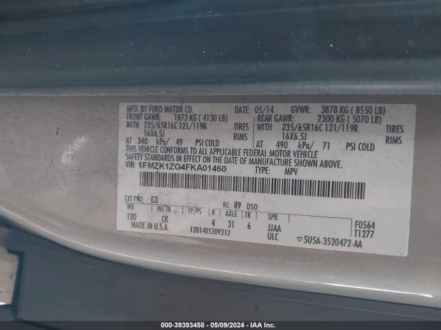 Ford Transit-150 Xlt 2015 1FMZK1ZG4FKA01460 Image 9