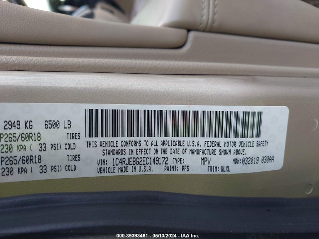 Jeep Grand Cherokee Limited 2014 1C4RJEBG2EC149172 Image 9