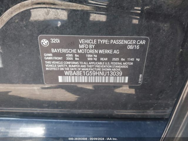 WBA8E1G59HNU13039 BMW 320i