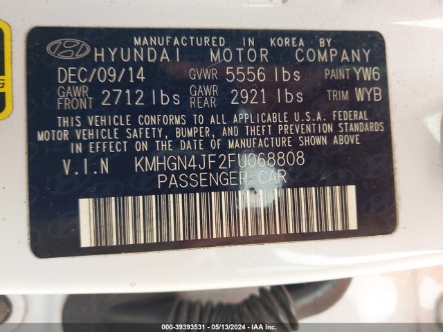 Hyundai Genesis 5.0 2015 KMHGN4JF2FU068808 Image 9