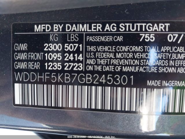 WDDHF5KB7GB245301 Mercedes-Benz E 350