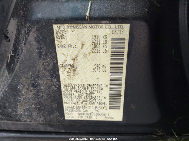 Nissan Altima 2.5 Sv 2014 1N4AL3AP2EN218501 Image 9