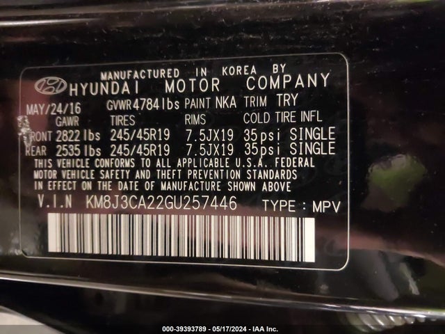 Hyundai Tucson Limited 2016 KM8J3CA22GU257446 Image 9