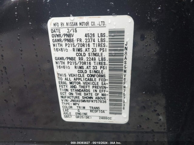 Nissan Rogue Select S 2015 JN8AS5MV6FW757836 Image 9