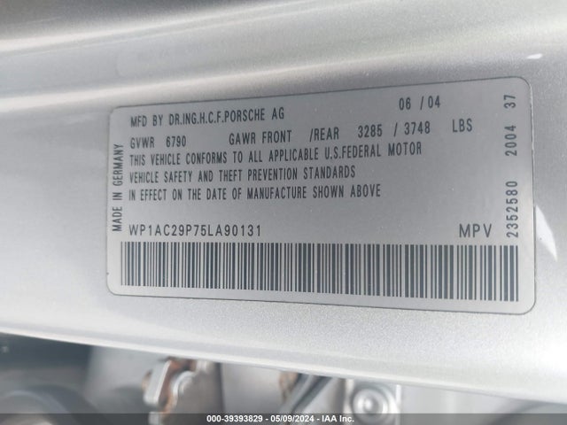 2005 PORSCHE CAYENNE WP1AC29P75LA90131 Photo 8