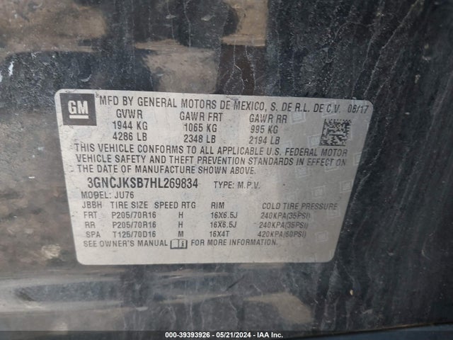 Chevrolet TRAX LS 2017 3GNCJKSB7HL269834 Image 9