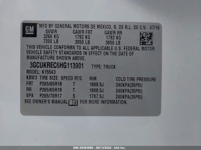 Chevrolet Silverado 1500 2lt 2017 3GCUKREC6HG113901 Image 9