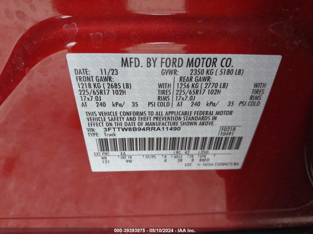 Ford Maverick Xl 2024 3FTTW8B94RRA11490 Image 9