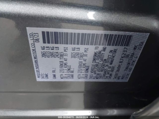 5N1BT3BA9PC876237 Nissan Rogue Sv Fwd