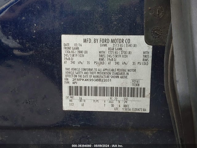 Ford Edge Titanium 2016 2FMPK4K95GBB22031 Image 9