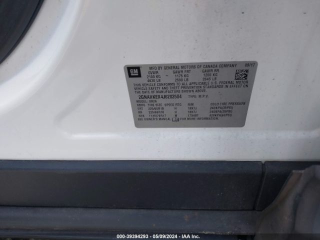 2GNAXKEX4J6202504 Chevrolet EQUINOX LT