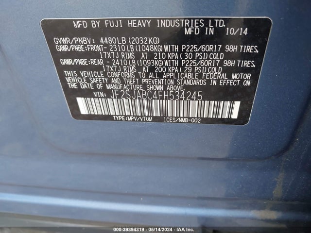 Subaru Forester 2.5i 2015 JF2SJABC4FH534245 Image 9