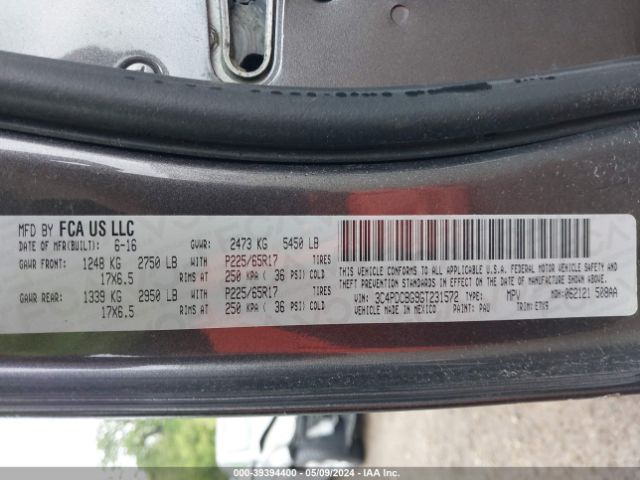 3C4PDCBG9GT231572 Dodge Journey Sxt