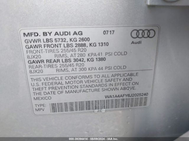 WA1A4AFY6J2025240 Audi Sq5 3.0t Premium Plus