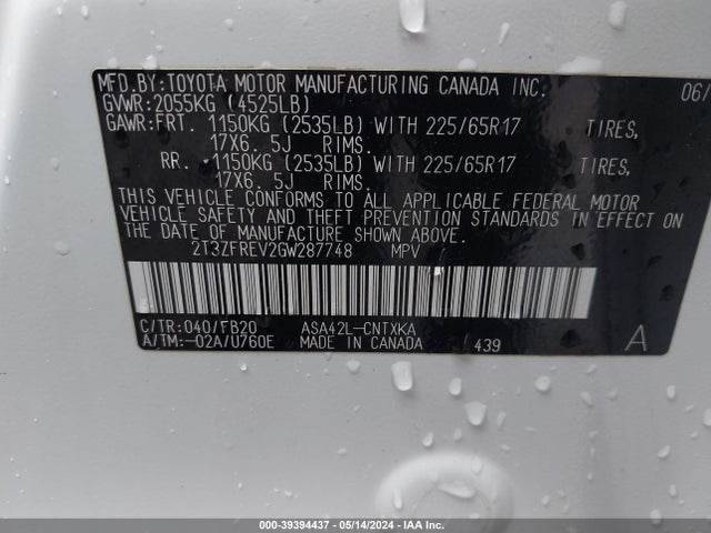 Toyota RAV4 LE 2016 2T3ZFREV2GW287748 Image 9