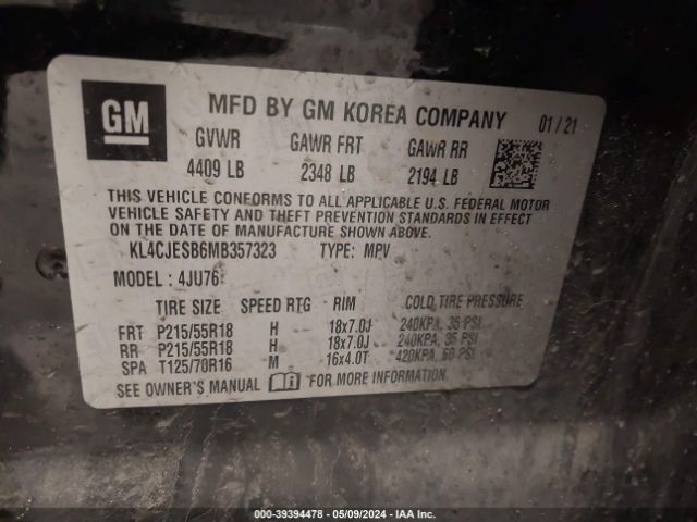 KL4CJESB6MB357323 Buick Encore Awd Preferred