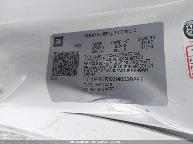 Chevrolet Camaro Rwd  1ls 2021 1G1FB1RX0M0129297 Image 9