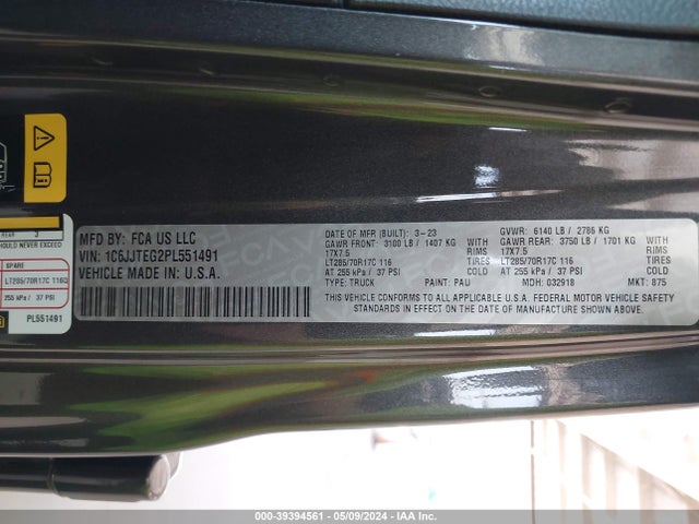 Jeep Gladiator Mojave 4x4 2023 1C6JJTEG2PL551491 Image 9