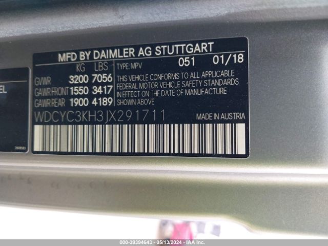 WDCYC3KH3JX291711 Mercedes-Benz G 550 4matic