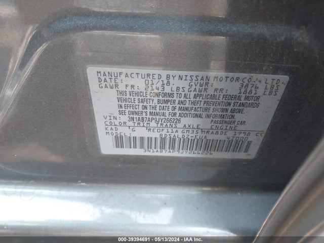 Nissan SENTRA SV 2018 3N1AB7AP9JY266226 Image 9