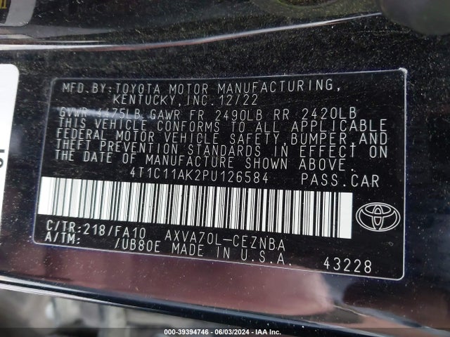 Toyota CAMRY LE 2023 4T1C11AK2PU126584 Image 9