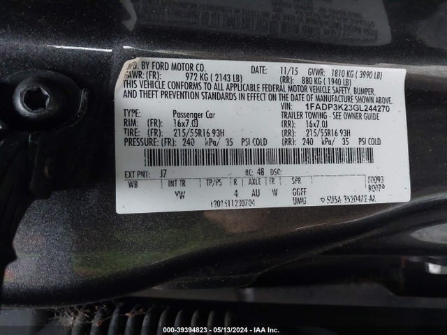 Ford FOCUS SE 2016 1FADP3K23GL244270 Image 9