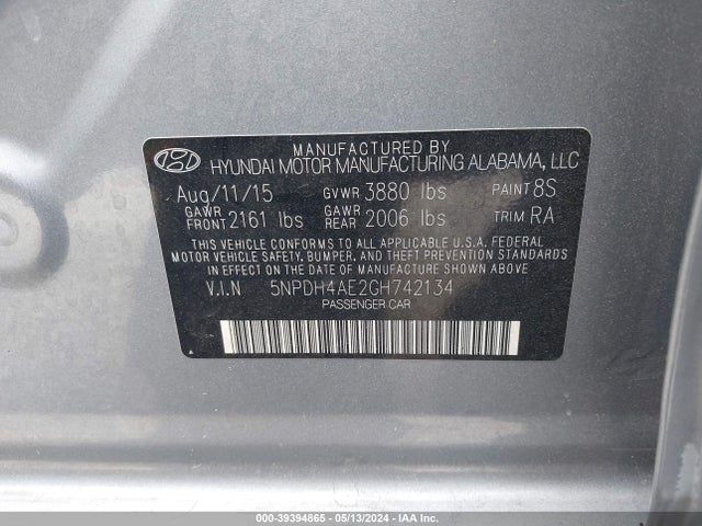 Hyundai ELANTRA SE 2016 5NPDH4AE2GH742134 Image 9