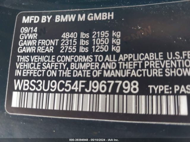 WBS3U9C54FJ967798 BMW M4