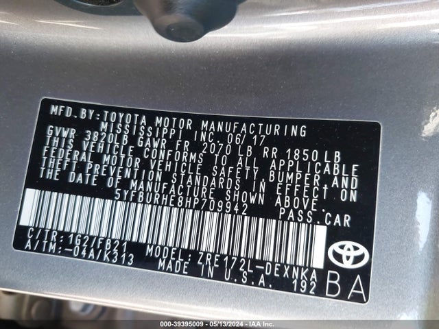 Toyota COROLLA LE 2017 5YFBURHE8HP709942 Image 9