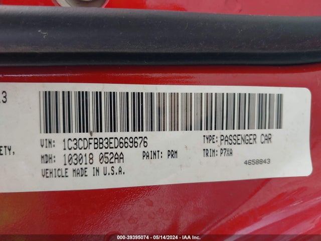 Dodge DART SXT 2014 1C3CDFBB3ED669676 Image 9