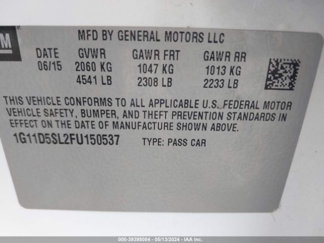 1G11D5SL2FU150537 Chevrolet MALIBU 2LT