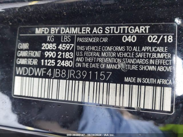WDDWF4JB8JR391157 Mercedes-Benz C 300