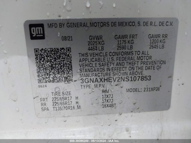 2022 CHEVROLET EQUINOX 3GNAXHEV2NS107853 Photo 8