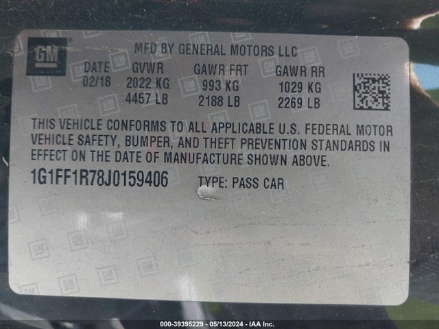 Chevrolet Camaro 1ss 2018 1G1FF1R78J0159406 Image 9