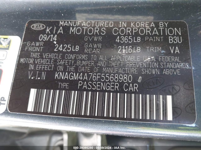 KIA Optima Lx 2015 KNAGM4A76F5568980 Image 9