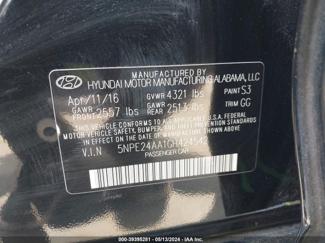 Hyundai SONATA ECO 2016 5NPE24AA1GH424542 Image 9
