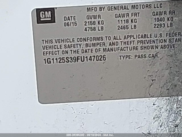 Chevrolet Impala 2lt 2015 1G1125S39FU147026 Image 9