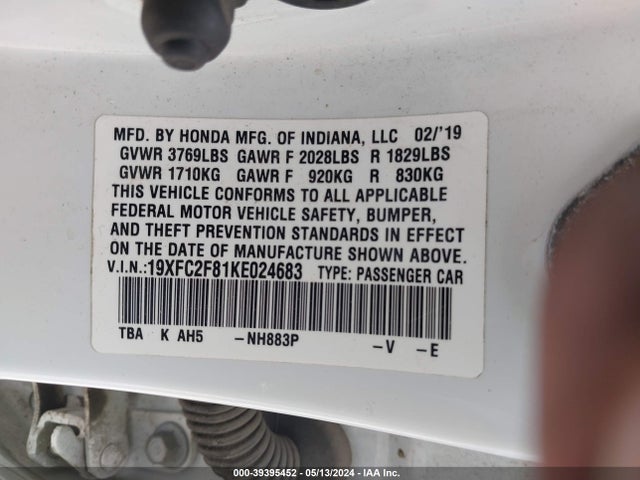 Honda Civic Sport 2019 19XFC2F81KE024683 Image 9