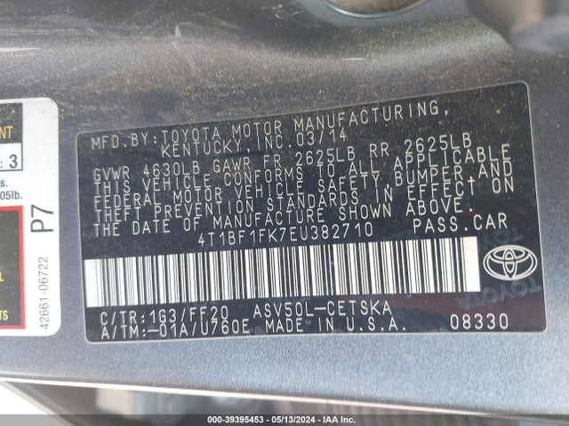 Toyota CAMRY SE 2014 4T1BF1FK7EU382710 Image 9