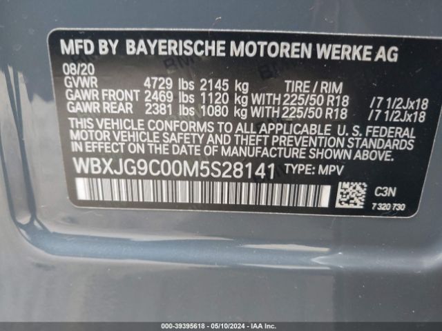 WBXJG9C00M5S28141 BMW X1 Xdrive28i