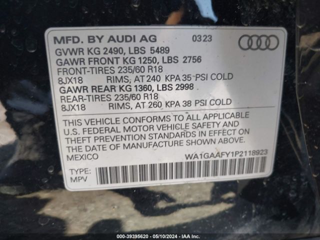 WA1GAAFY1P2118923 Audi Q5 Premium 45 Tfsi S Line Quattro