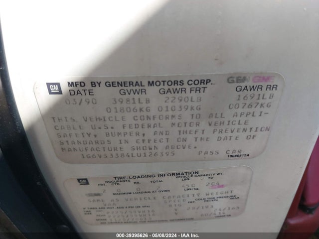 1990 CADILLAC ALLANTE 1G6VS3384LU126395 Photo 8