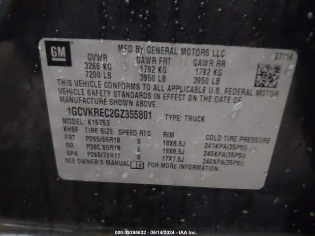 Chevrolet Silverado 1500 2lt 2016 1GCVKREC2GZ355801 Image 9