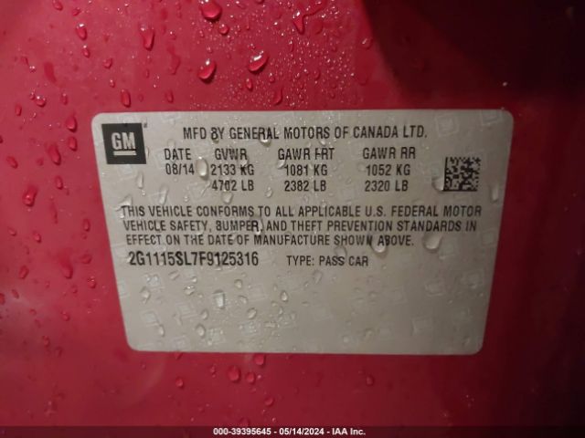 2G1115SL7F9125316 Chevrolet IMPALA 1LT