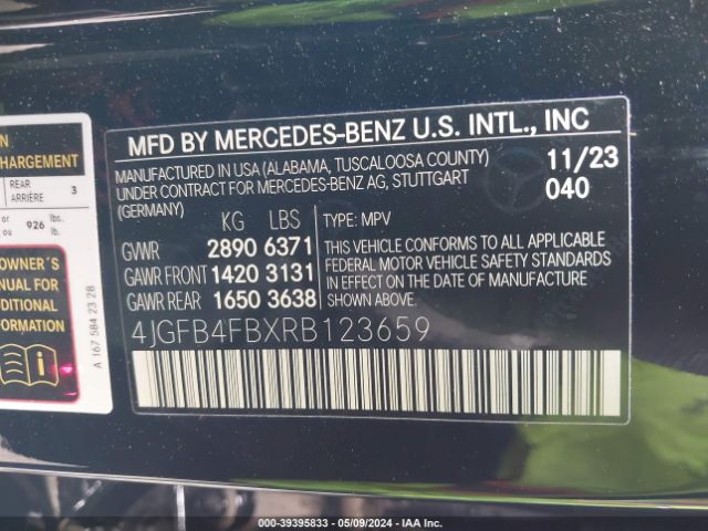 4JGFB4FBXRB123659 Mercedes-Benz Gle 350 4matic
