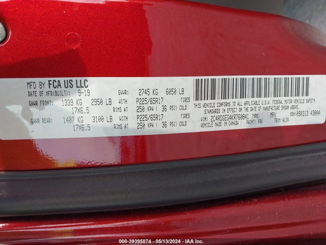 Dodge Grand Caravan Gt 2019 2C4RDGEG4KR760841 Image 9