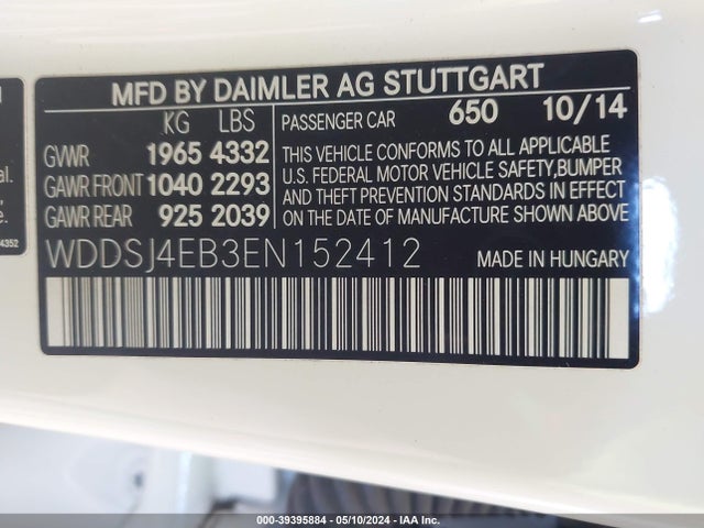 Mercedes-Benz CLA 250 2014 WDDSJ4EB3EN152412 Image 9
