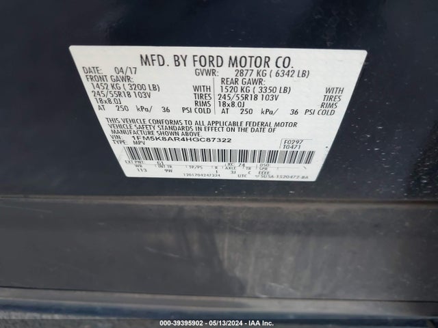 Ford Utility Police Interceptor 2017 1FM5K8AR4HGC87322 Image 9