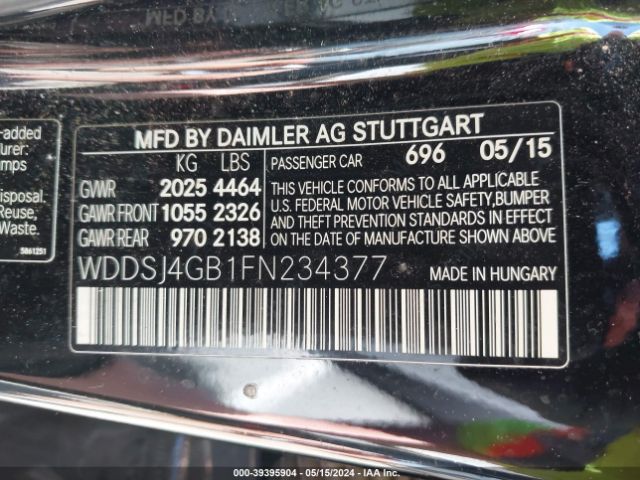 WDDSJ4GB1FN234377 Mercedes-Benz CLA 250 4MATIC