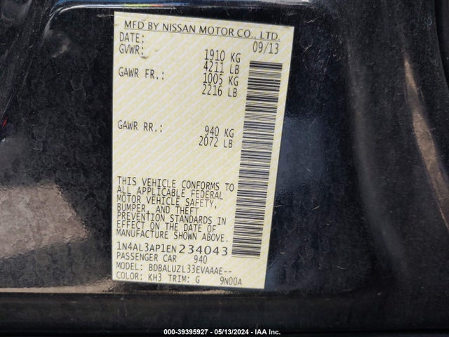 Nissan Altima 2.5 Sv 2014 1N4AL3AP1EN234043 Image 9